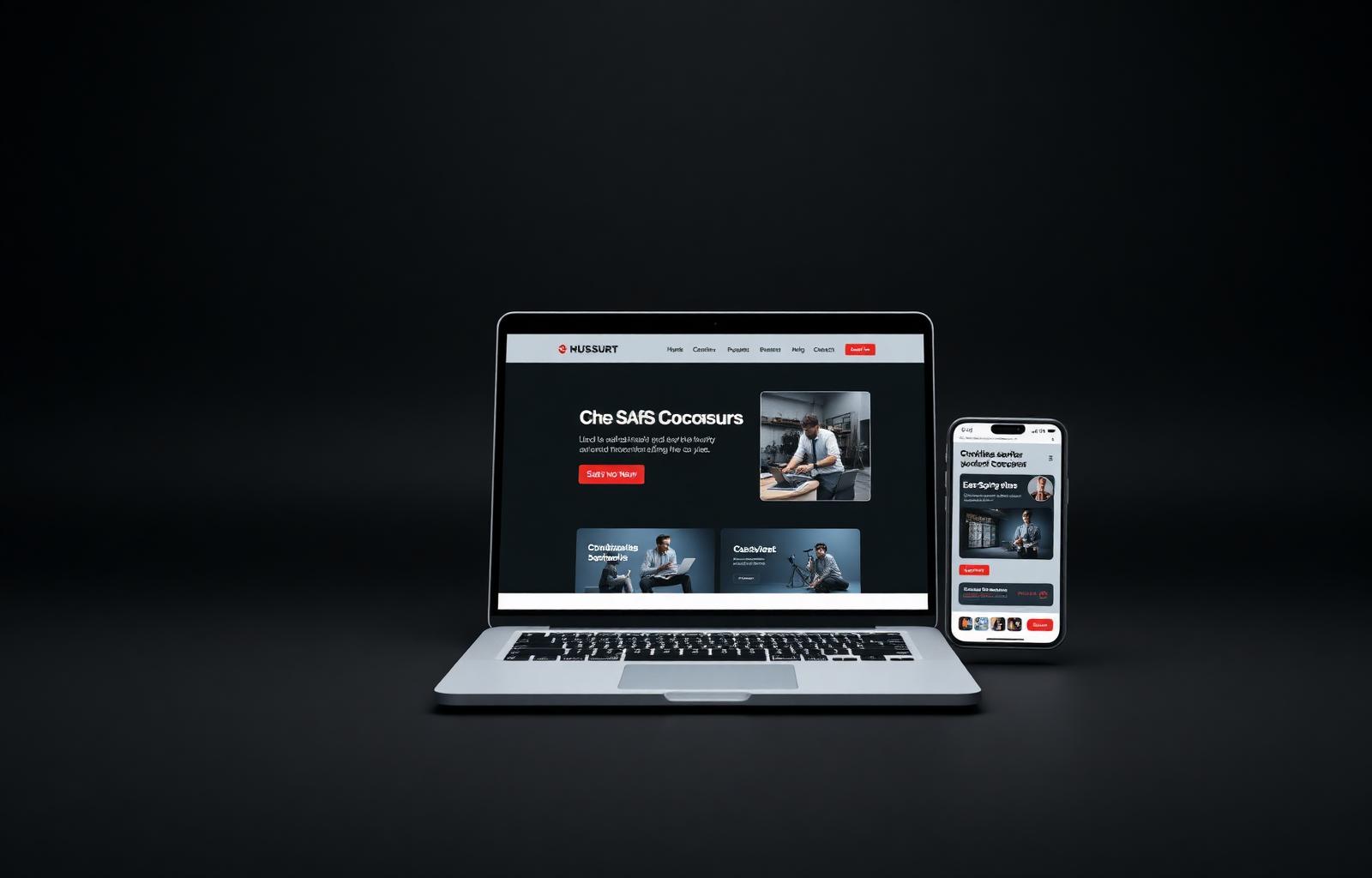 Product UI mockup on laptop and phone